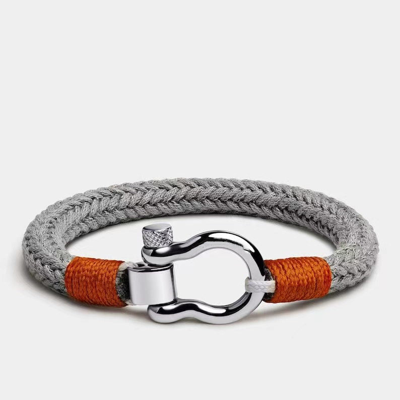 Vachette Clasp Anchor Chain Nylon Rope Men Women Shackle Bracelet Gift