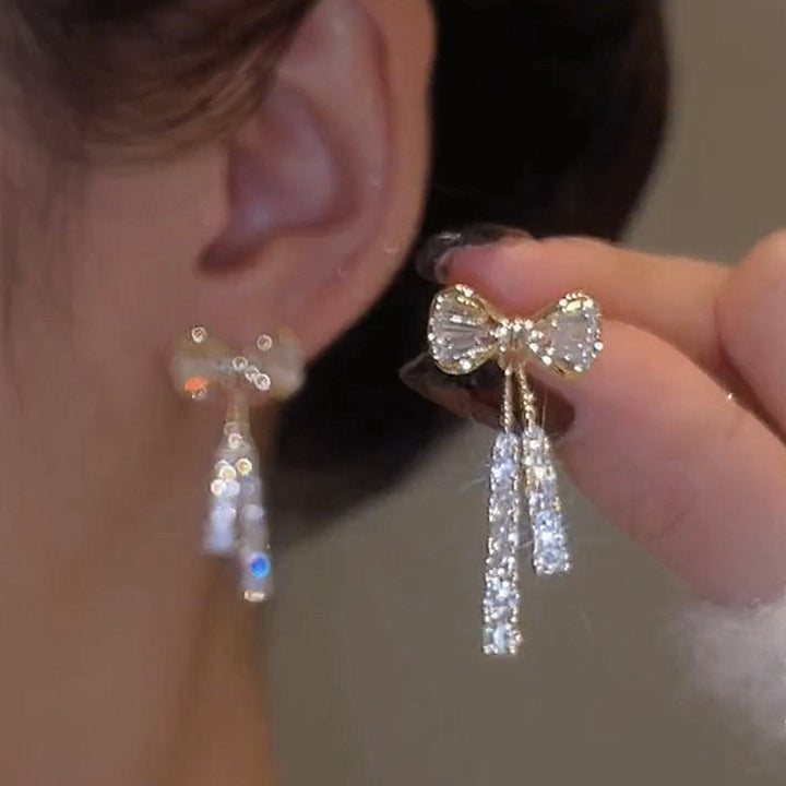 Boucles d'oreilles en cristal de diamant à arc tempérament de mode