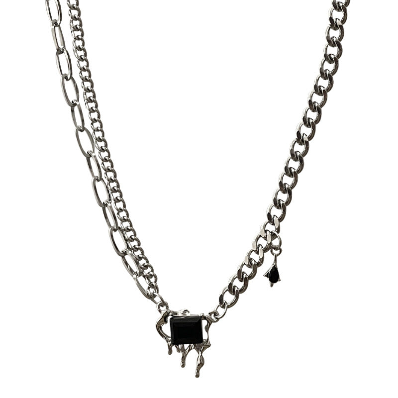Black Diamond Lava Pendant Necklace For Women Special-interest Design