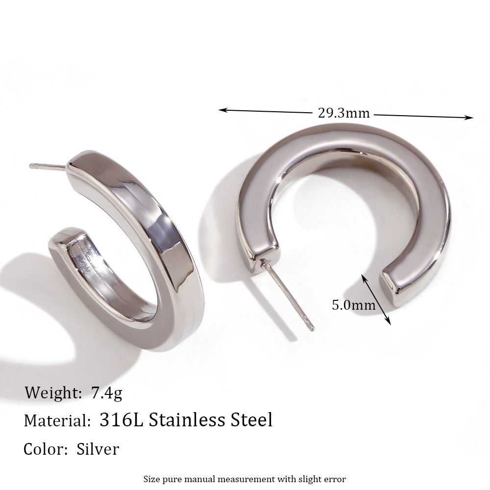 Модна проста от неръждаема стомана, покрита 18k ценна рецепта за рецепта правило кухо пръстен за уши