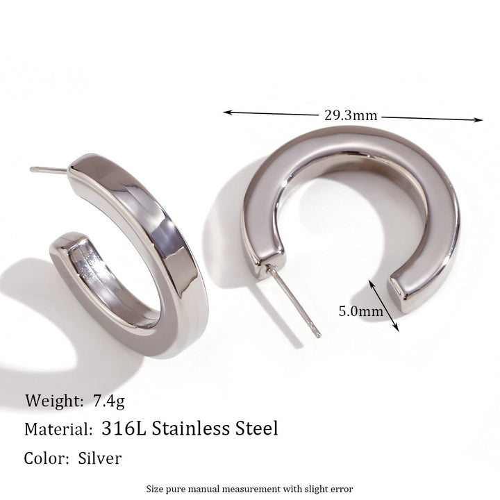 Mode einfache rostfreie Stahl mit 18K wertvolle Rezeptlinie Regel Hohlohrring plattiert