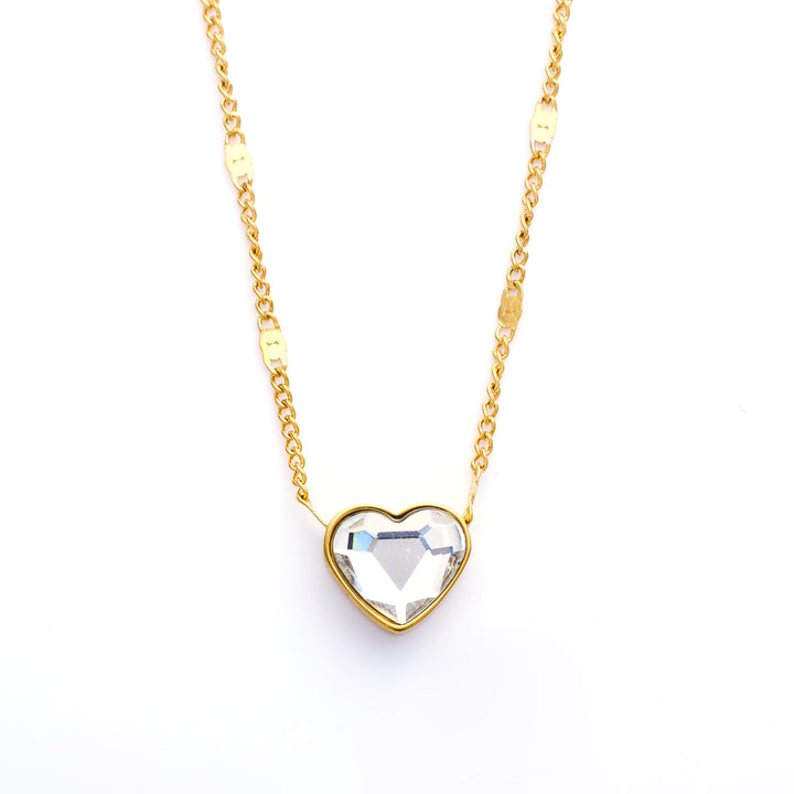 Collier en acier inoxydable avec des diamants aimant le cœur du zircon Femmes