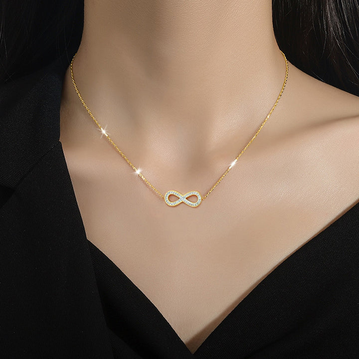 Bowknot Augen minimalistischer Herd echte goldene Halskette Frauen