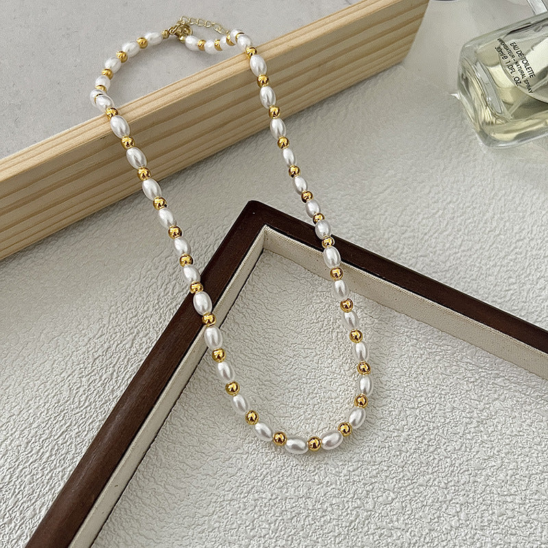 Collier de perles baroque d'eau douce naturelle vintage