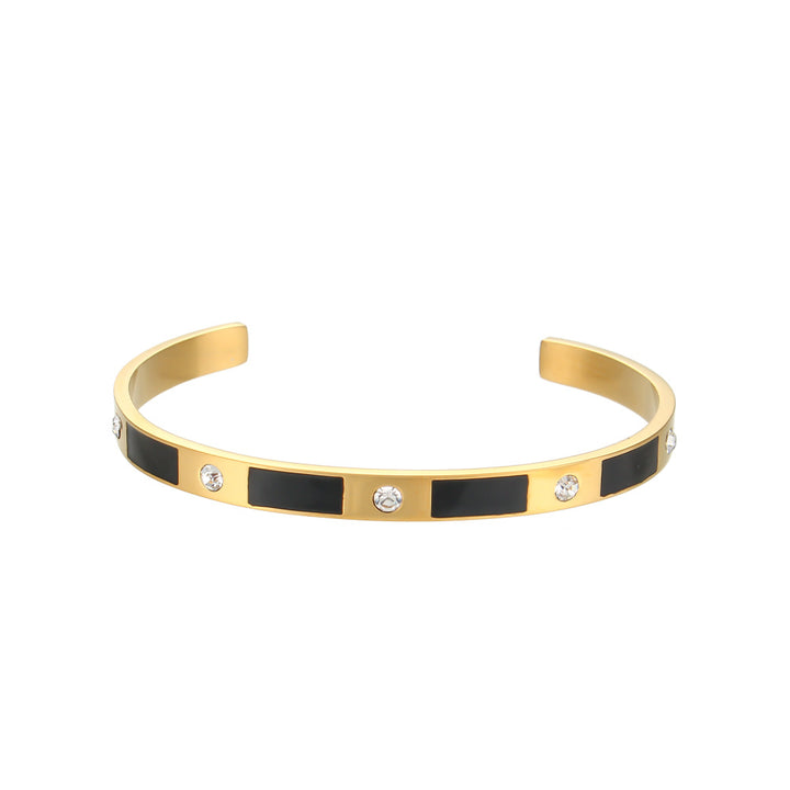 Bracelet d'ouverture du zircon rectangle simple en acier inoxydable simple