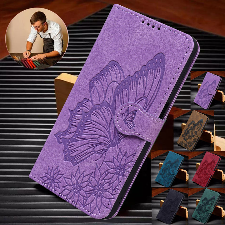 Embossed Butterfly Mobile Phone Leather Case