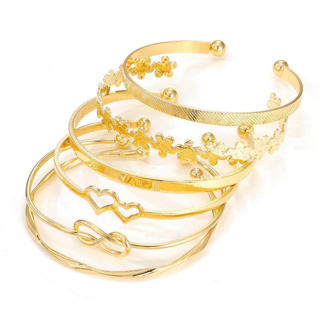 Bracelet d'amour de lettre d'or vintage 6 pièces