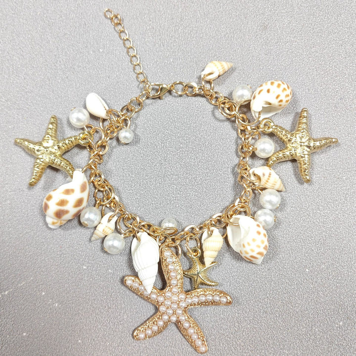 Diseño de personalidad Fashion Ocean Boho Starfish Shell Bracelet