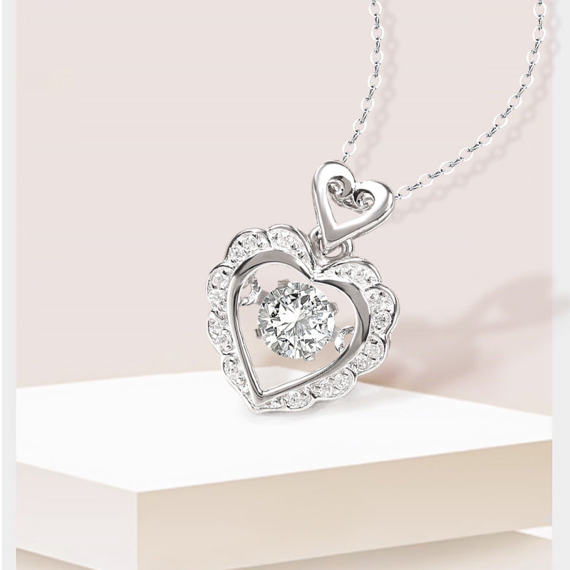 S925 Sterling Silber Loving Heart Halskette Frauen All-Match-High-End-Mode