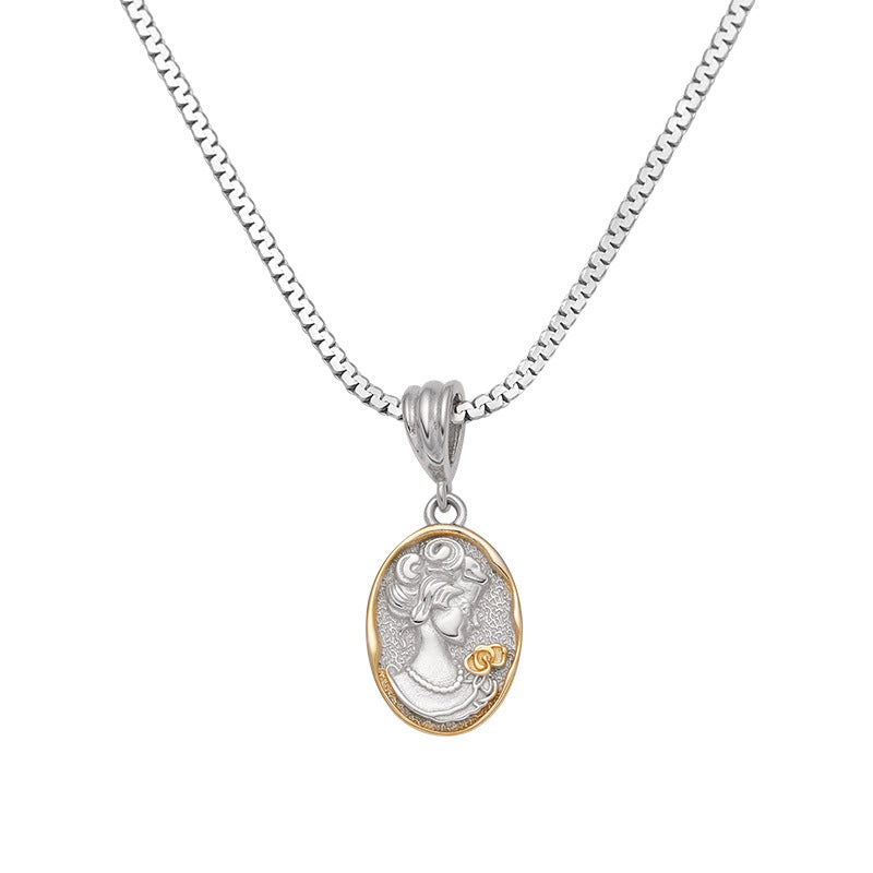 925 Серебряное ожерелье Женское золото и серебряное цветовое цветовое портрет текстура