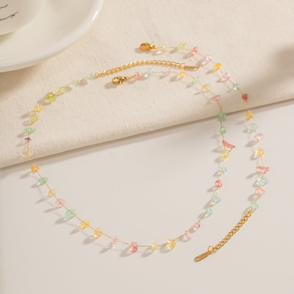 Nische bunte Naturstein -Perlen -Halskette Frauenmode