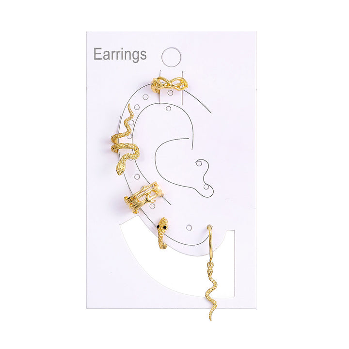 Cercei de șarpe cu șarpe de animale placate cu aur punk Clipul de ureche fără piercing pentru femei Fake Piercing Ear Outs