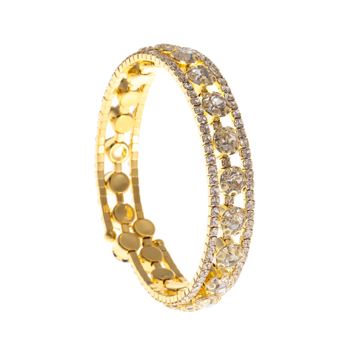 Rhinestone Full Diamond Winding Open tre-ring armband för kvinnor