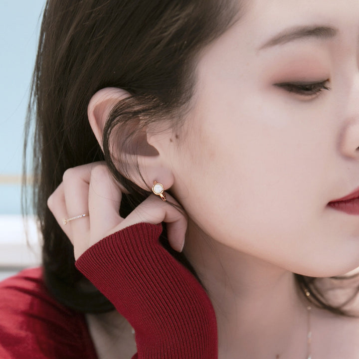Synthetische kleur opaal stenen oor ring ronde mode vrouwen