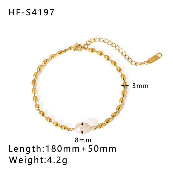 Beach Style Gold Plated Shell OT Buckle Cross Bracelet Cuban Chain
