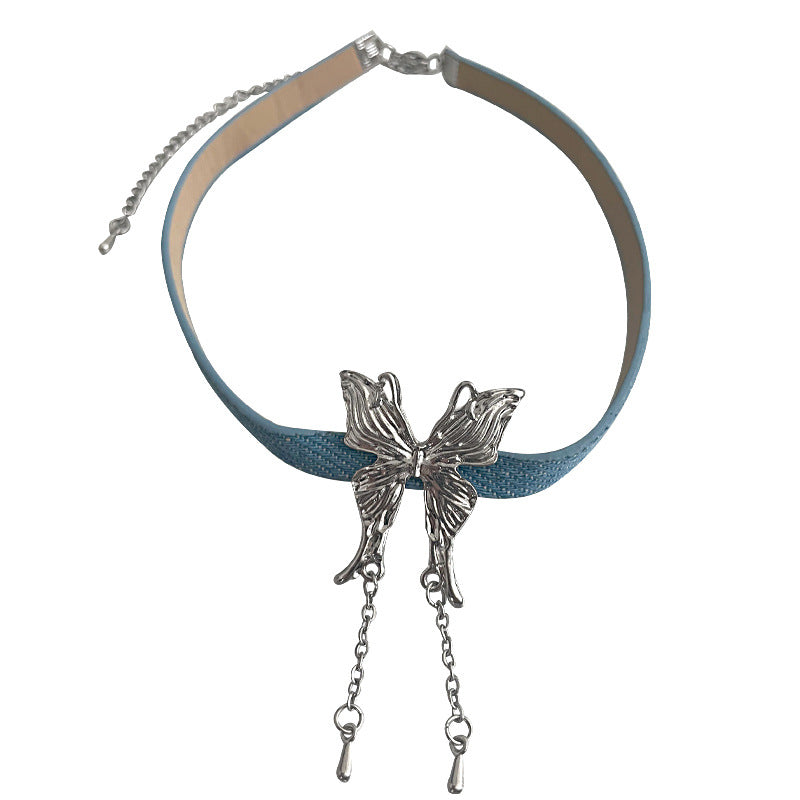 Blaues Butterfly Quasten Halskette