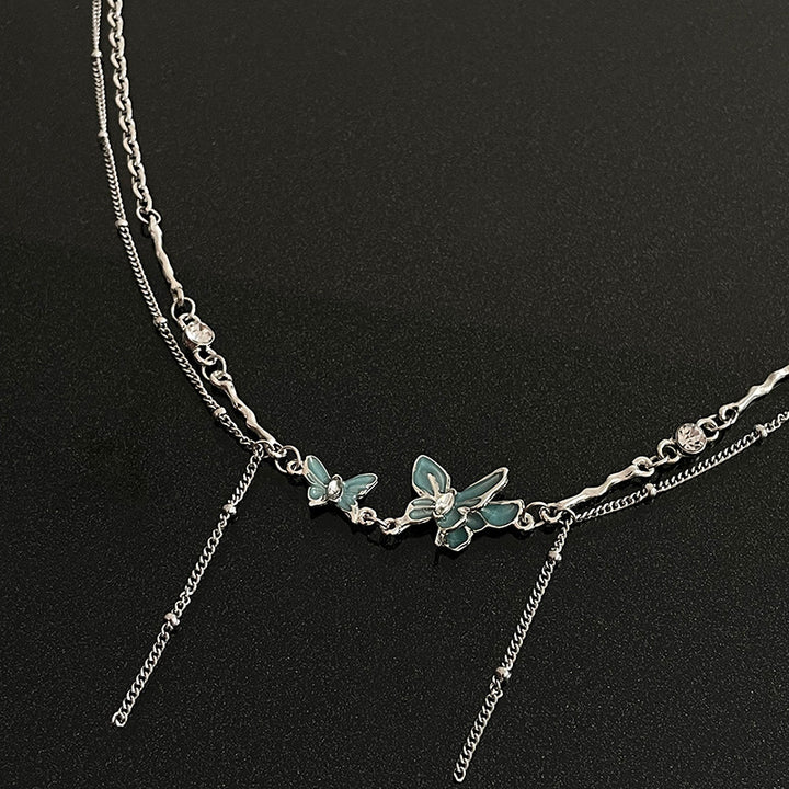 Collier à glands papillon bleu lac