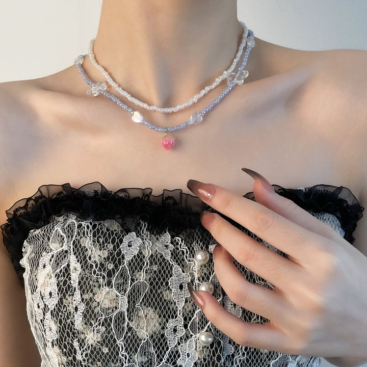 Collier de perles à double couche de perle de fleur pour femmes Luxury léger d'intérêt spécial