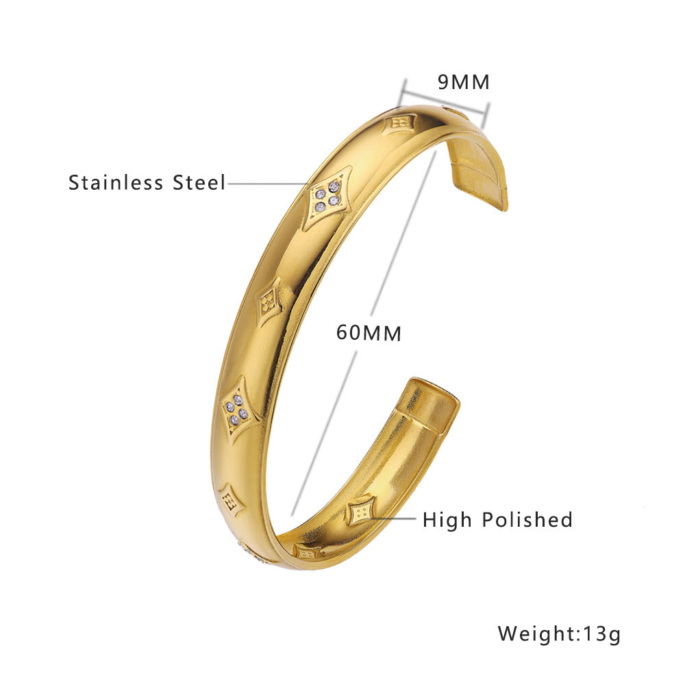 Roestvrijstalen armband 18k gouden plating c-vormig goud