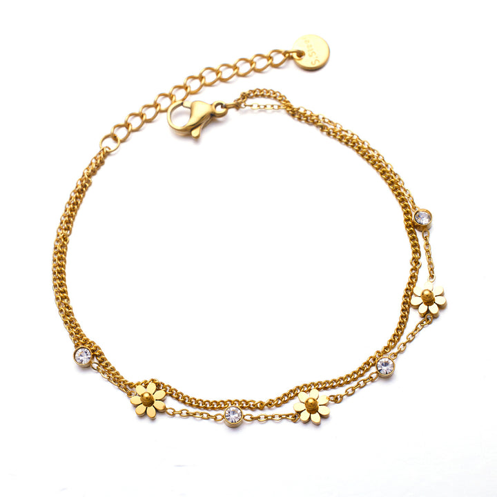 Stainless Steel Bracelet 18K Gold Diamond