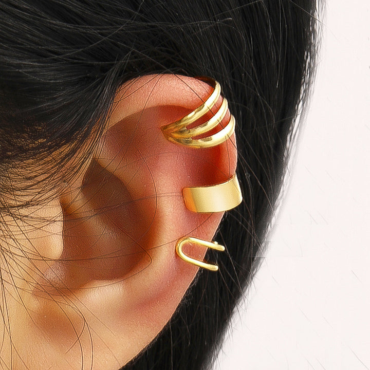 Elmas C tipi kulak klip moda üç parçalı set
