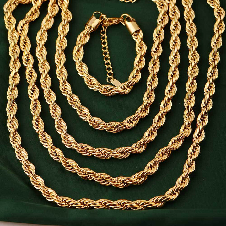 Rock Hip Hop Chunky Chain Collier en acier inoxydable plaqué 24k Real Gold