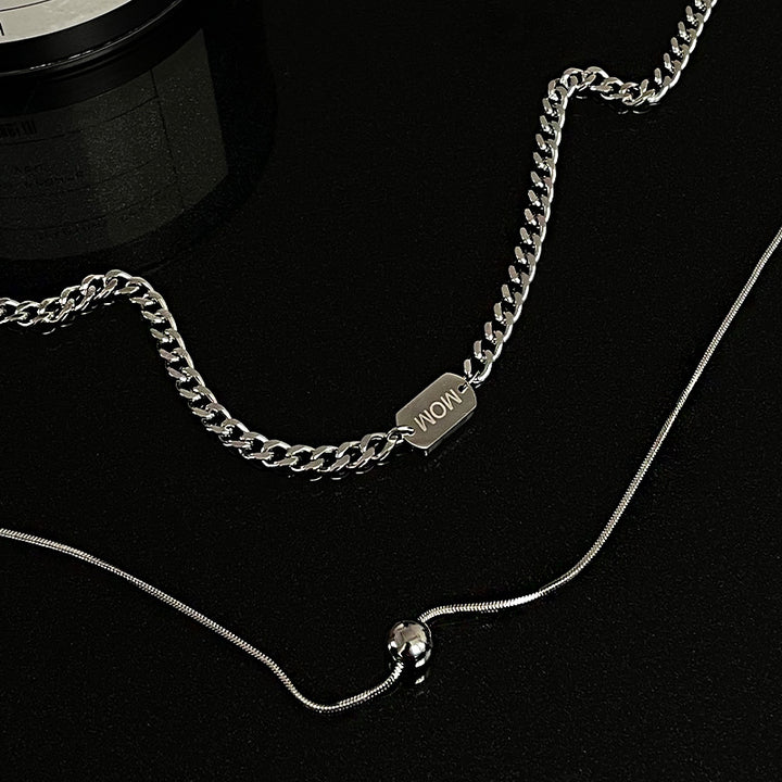 Spezialinteresse Design Doppelschicht quadratische Platte Runde Perlen Halskette
