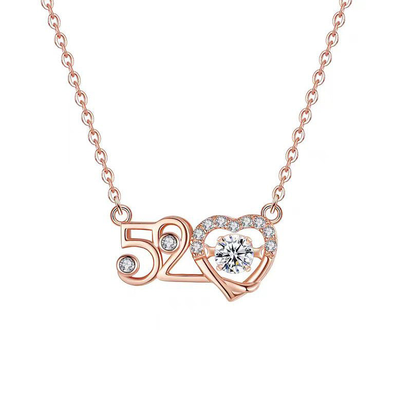 520 Verte szív nyaklánc női könnyű luxus medál Valentin -nap