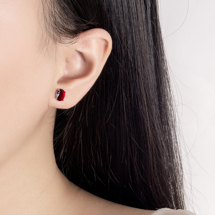 Røde ovale øreringer kvinnelig spesialinteressdesign