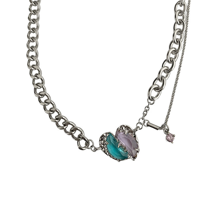 Sweet Cool Two-tone Heart-shaped Multi-part Necklace