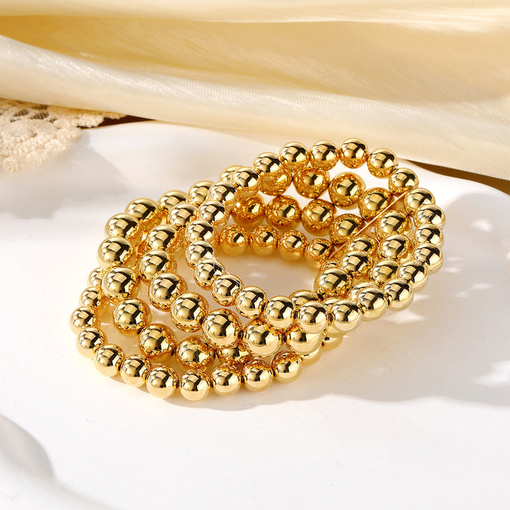 Brazalete multicapa de cadena de perlas redondas exageradas