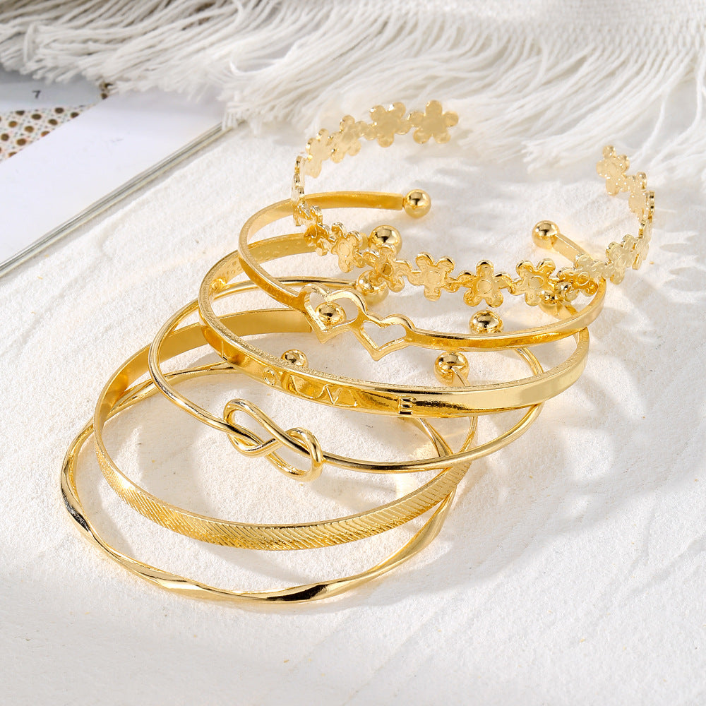 Vintage Gold Letter LOVE Bracelet 6 Pieces