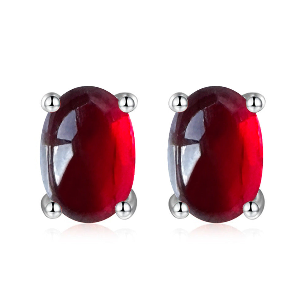 Red Oval Earrings Female Special-interest Design