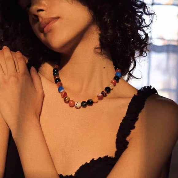 Romantisches Universum Farb Perlen Halskette Spezialinteresse Design hoher Sinn