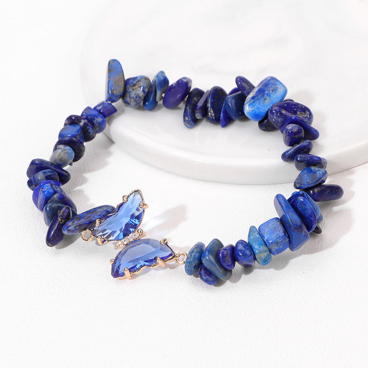 Women's Natural Lapis Lazuli Gravel Stretch Bracelet