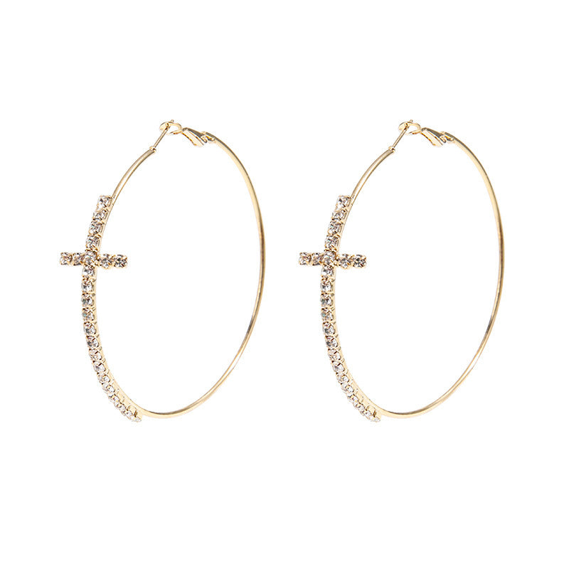 Boucles d'oreilles simples en diamant de diamant en or