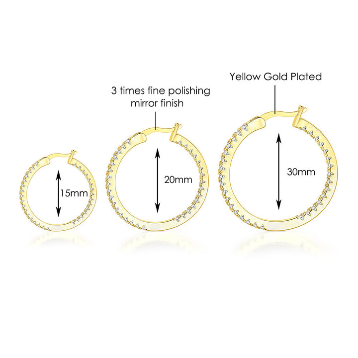 Популярен пълен диамантен пръстен за уши редица циркон микро-инкрустирани златни големи обеци