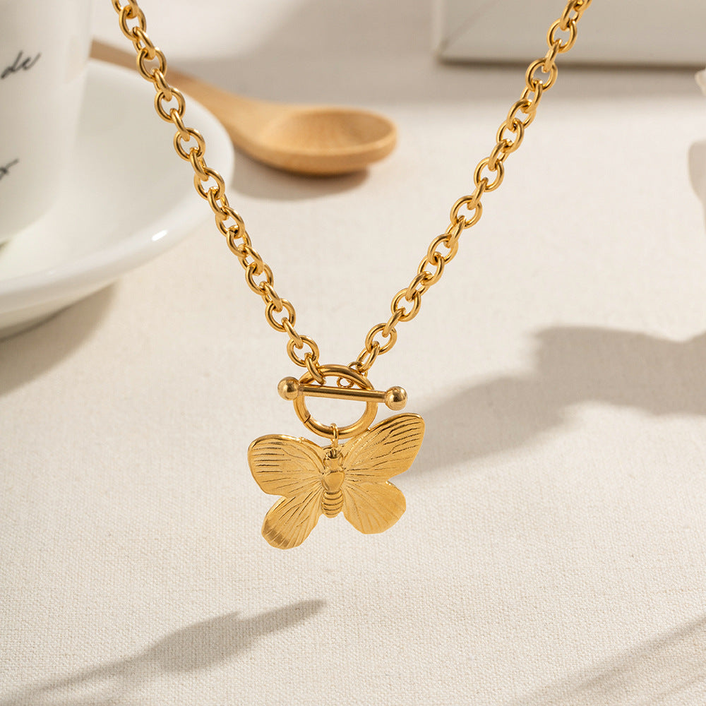 Fashion High-grade 18K Gold Plated Pendant Ornaments Light Luxury Minority Butterfly Necklace