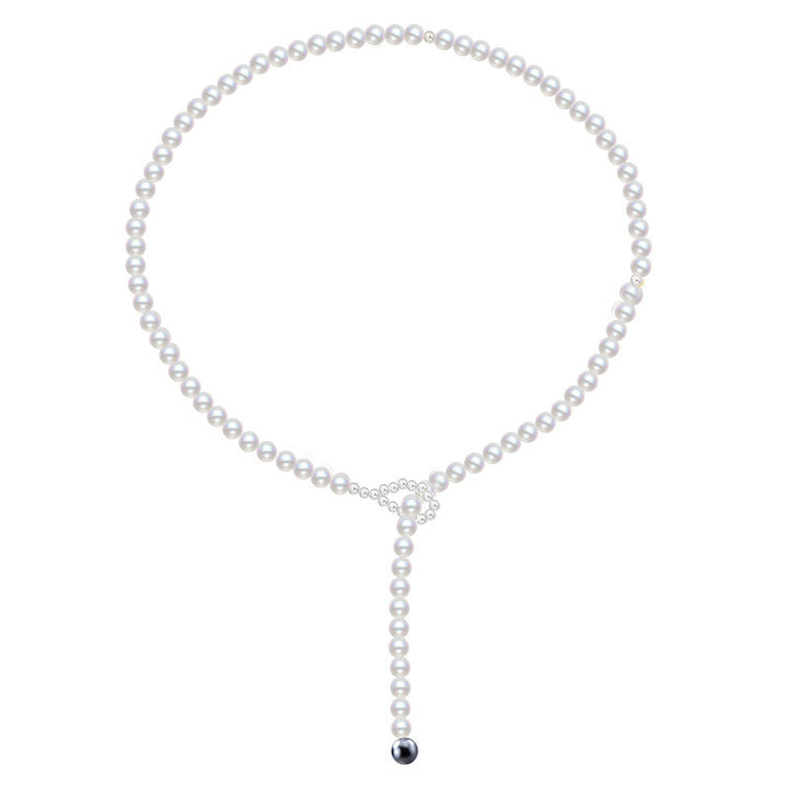 925 Sterling hopea Yksinkertainen korkealaatuista kaulakorua naaras Shijia Shell Pearls Special-Cast Design Pull-up