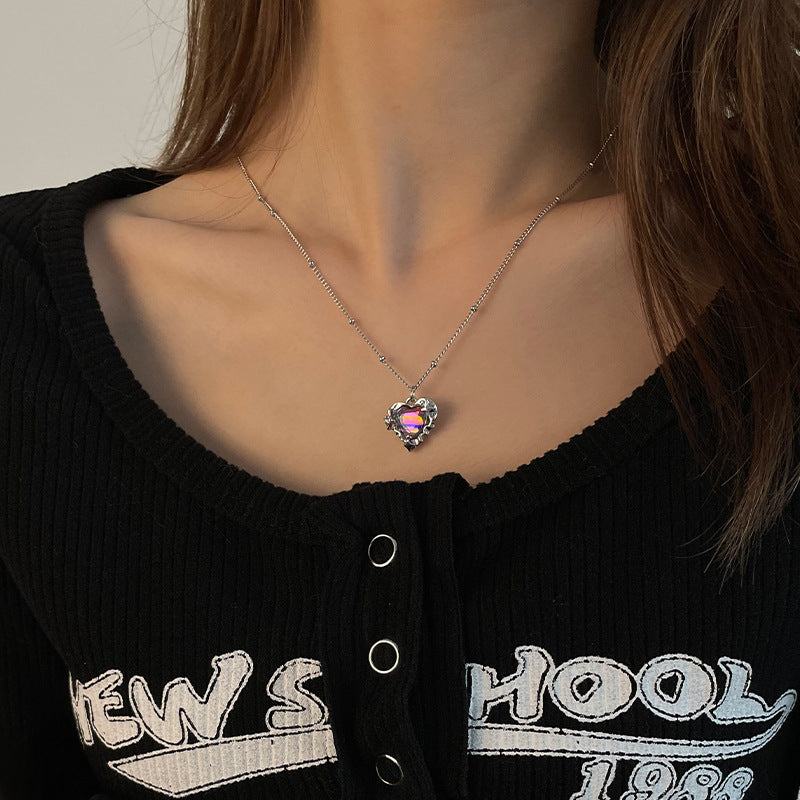 Sweet Cool Personalidad Cristales coloridos Collar de amor para mujeres LUJO LUXURO