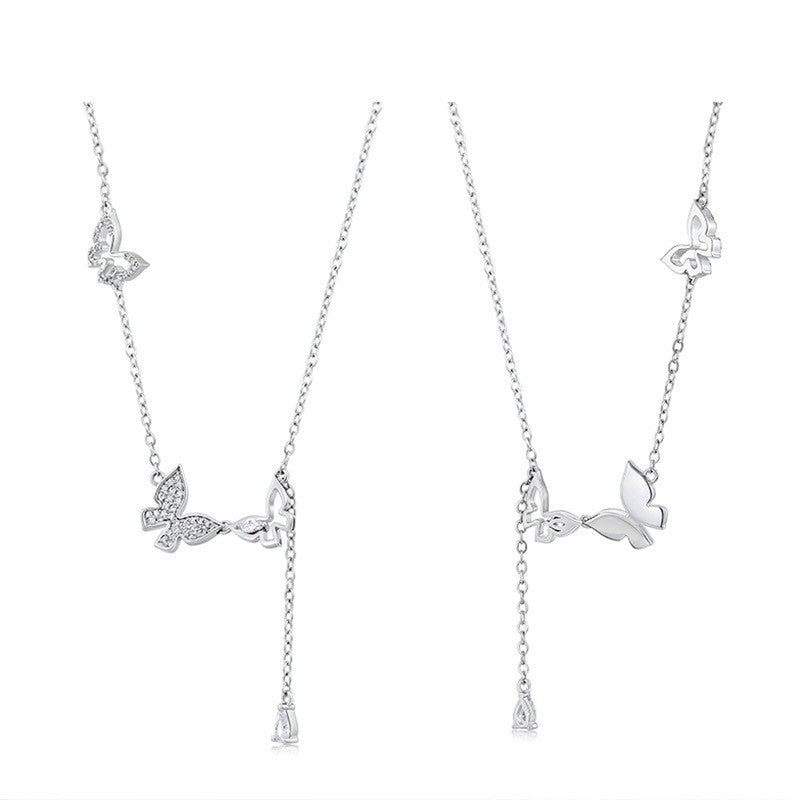Pillangó nyaklánc női kiegészítők S925 Sterling ezüst könnyű luxus kisebbségi ins