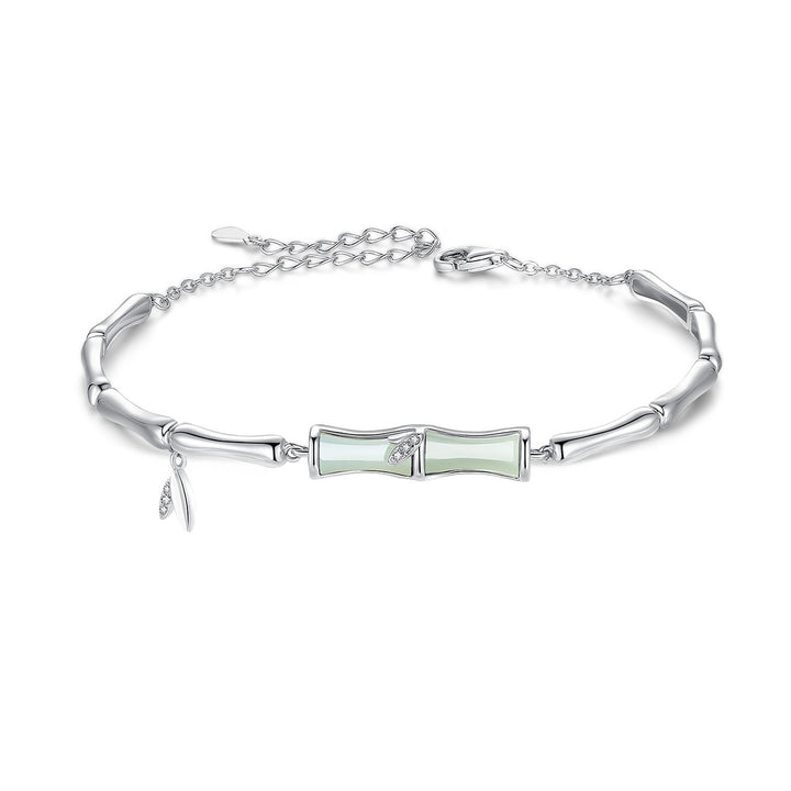 Бамбуковый браслет женский серебряный орнамент