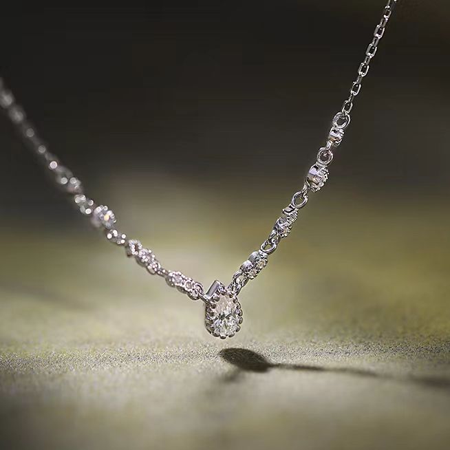 Retro Classic Sterling Silber Wassertropfennähte Halskette für Frauen