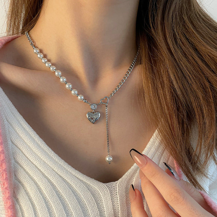 Collar de colgante de perlas de varias partes de diseño especial en forma de corazón