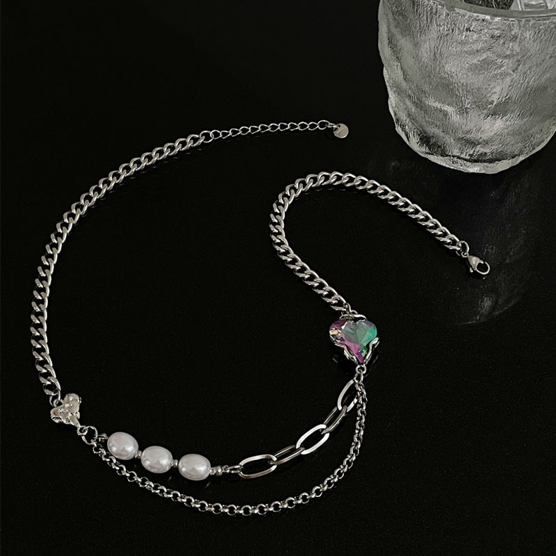 Bunte Kristalle herzförmige mehrteilige Perlenkette mit mehrstufiger Perlenkette