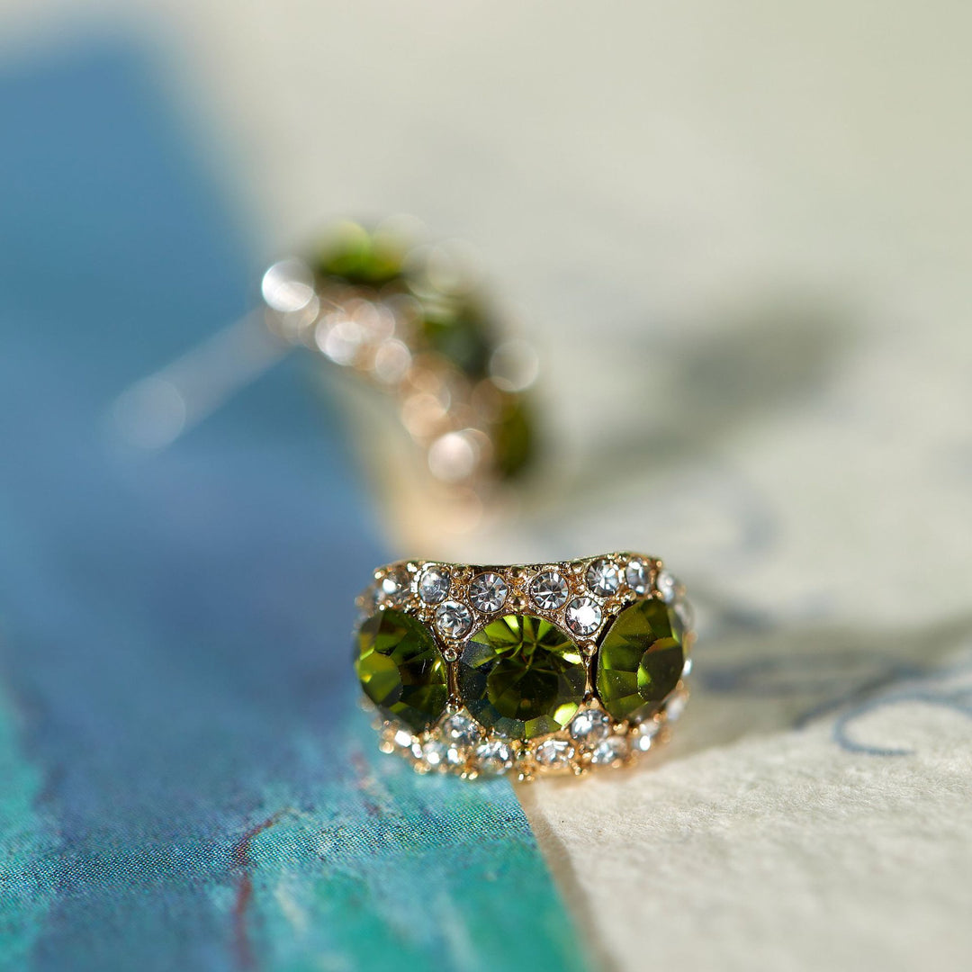 Boucles d'oreilles rétro exquises en zircon vert olive zircon