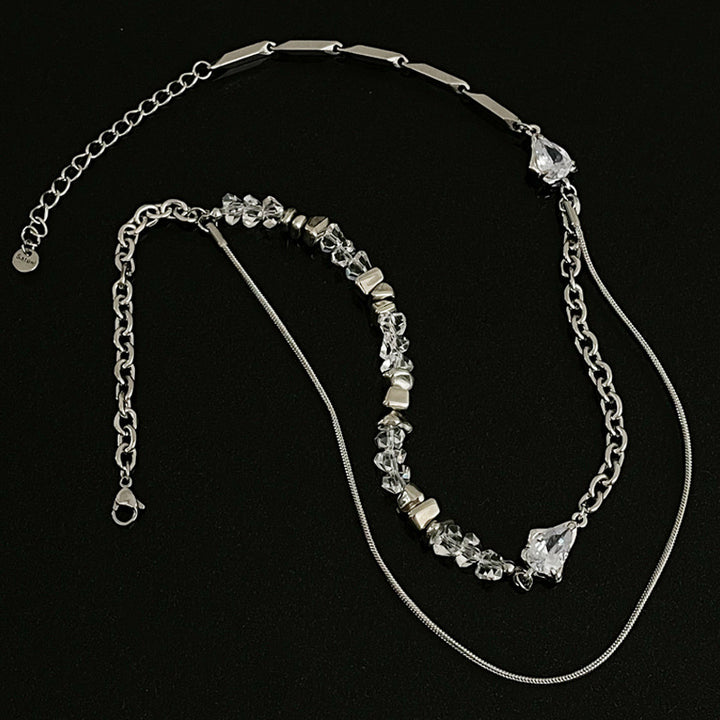 Нишевое дизайн хрустальный сшивающий двойное ожерелье