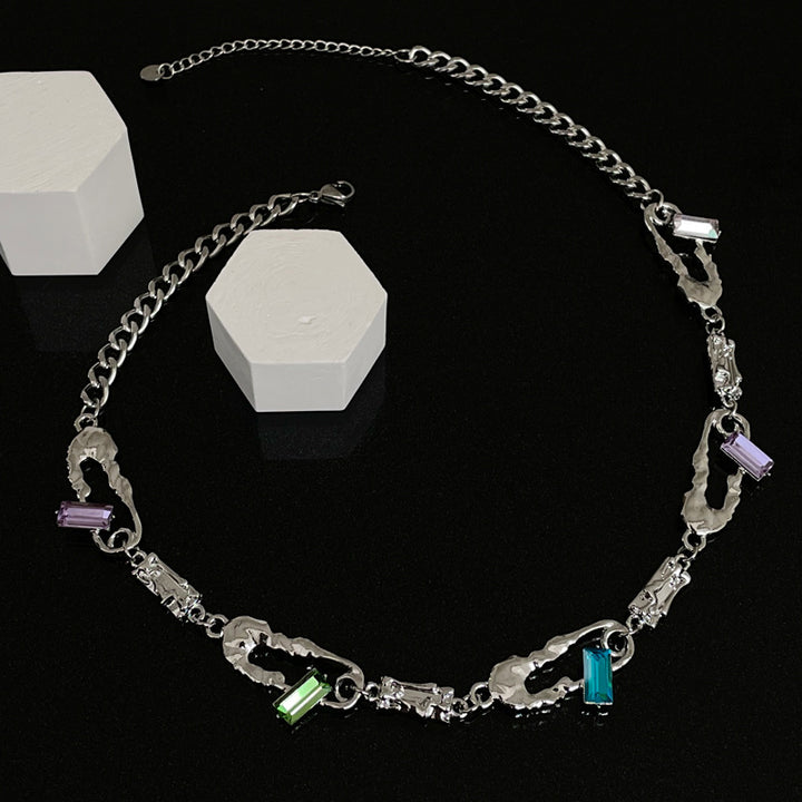 Sweet Cool Personalités Crystals colorés Centant le collier d'épingle