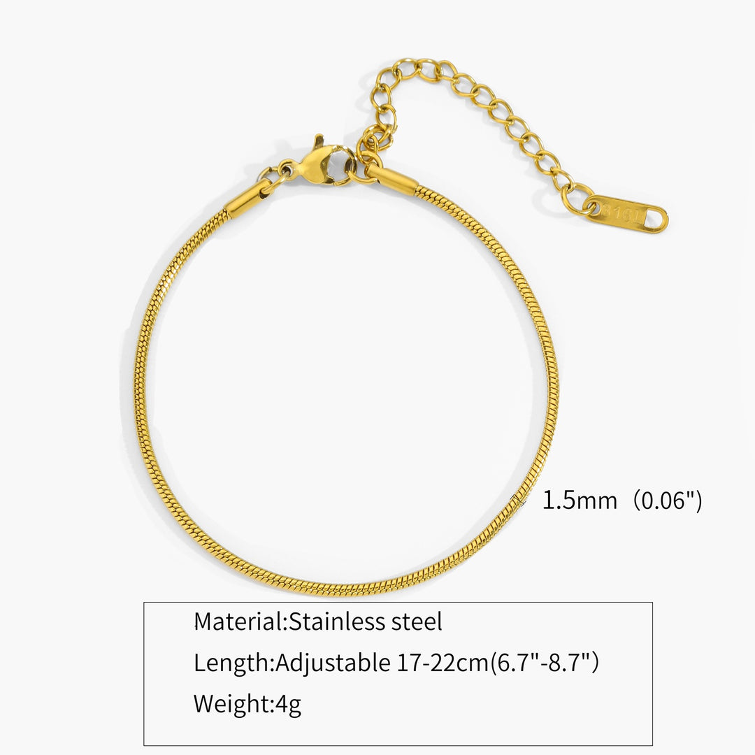 Прости INS титаниеви стоманени покрити 18k златни кръгли змийски кости верига златна гривна Регулируема гривна ниша дизайн мода