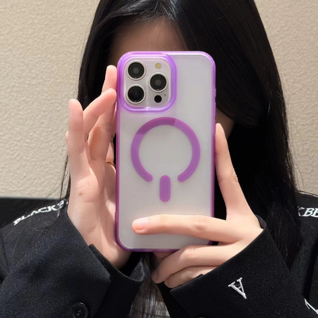 Color Acrylic Skin Feeling Frosted Magnetic Suction Phone Case